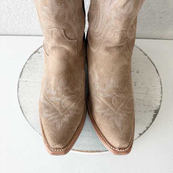 Lane LEXINGTON Over the Knee Womens Cowboy Boots 8.5 Latte Suede Western Cowgirl - Picture 8 of 14
